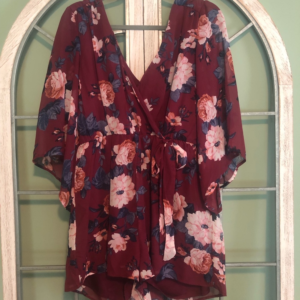 Maroon Floral Romper